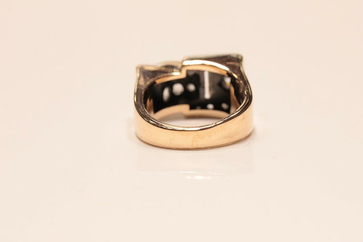 アンティーク 14K ナチュラルダイヤモンドとローズカットダイヤモンドのナイトスタイルリング