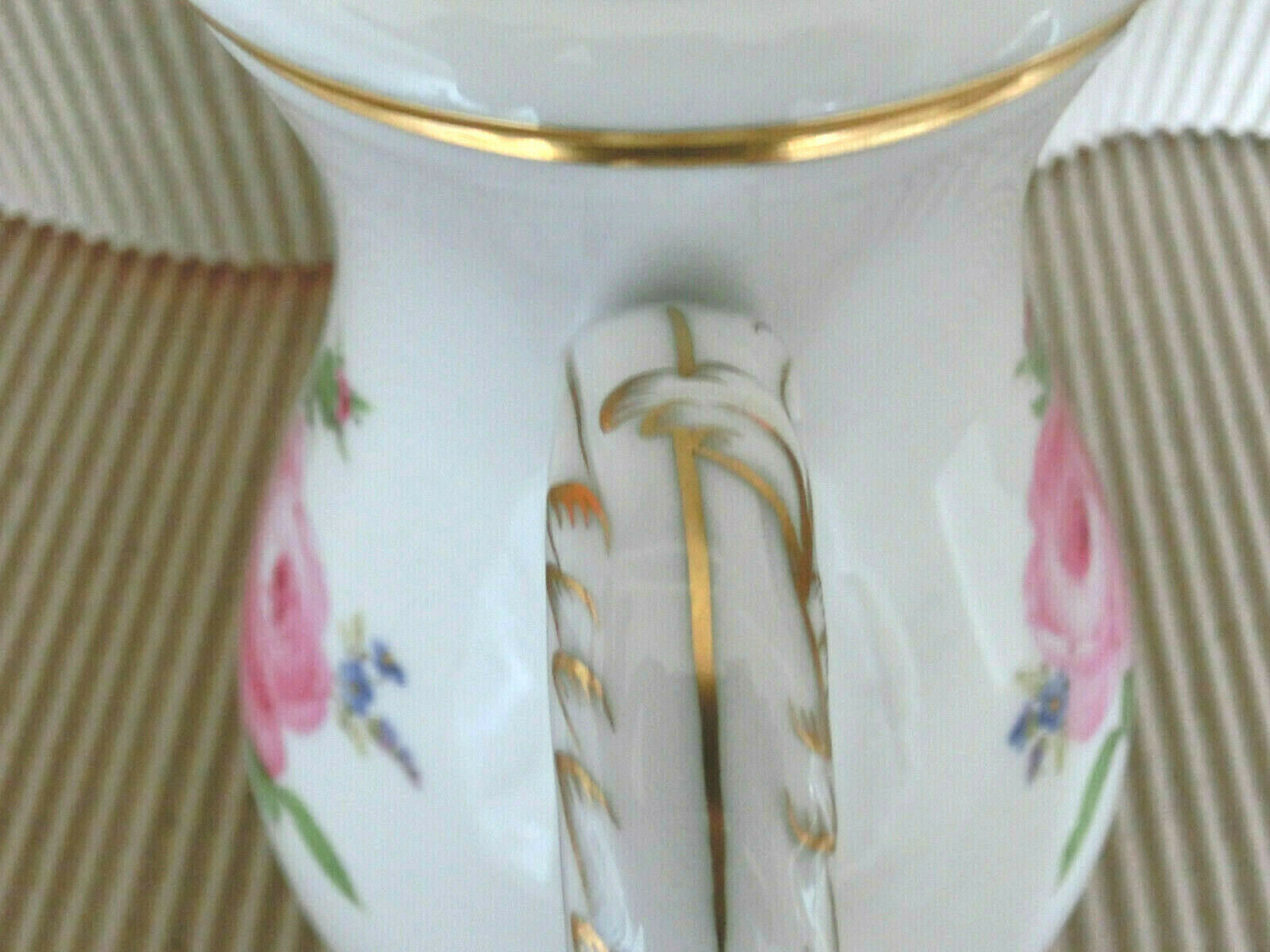 マイセン(Meissen) コーヒーポット ピンクローズ・勿忘草 金縁 1級品