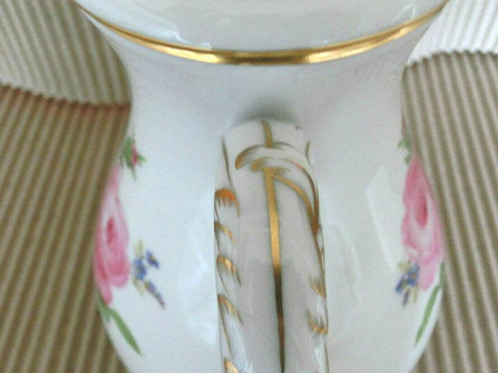 マイセン(Meissen)　コーヒーポット　ピンクローズ・勿忘草　金縁　1級品