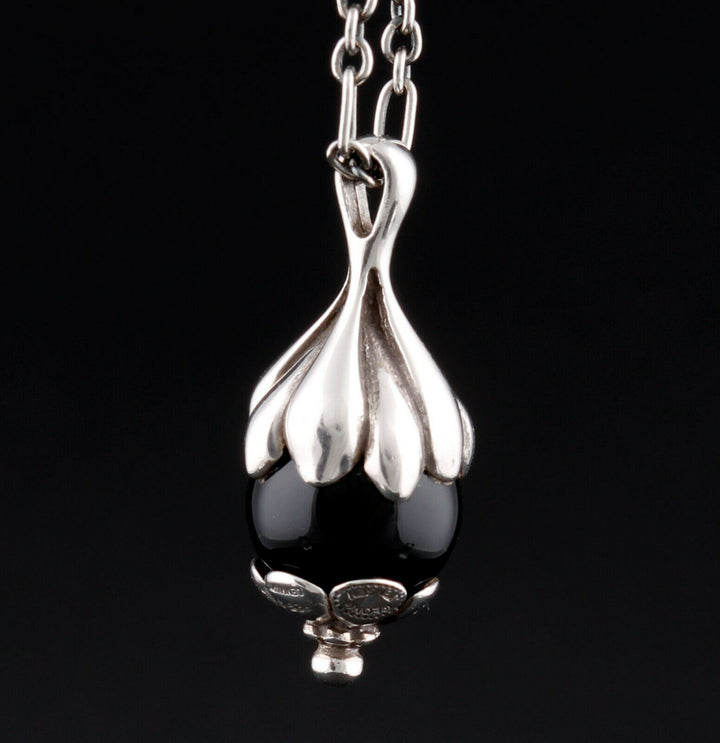 GEORG JENSEN Sterling Pendant Of The Year 1991, Onyx / Black Agate. VERY RARE!