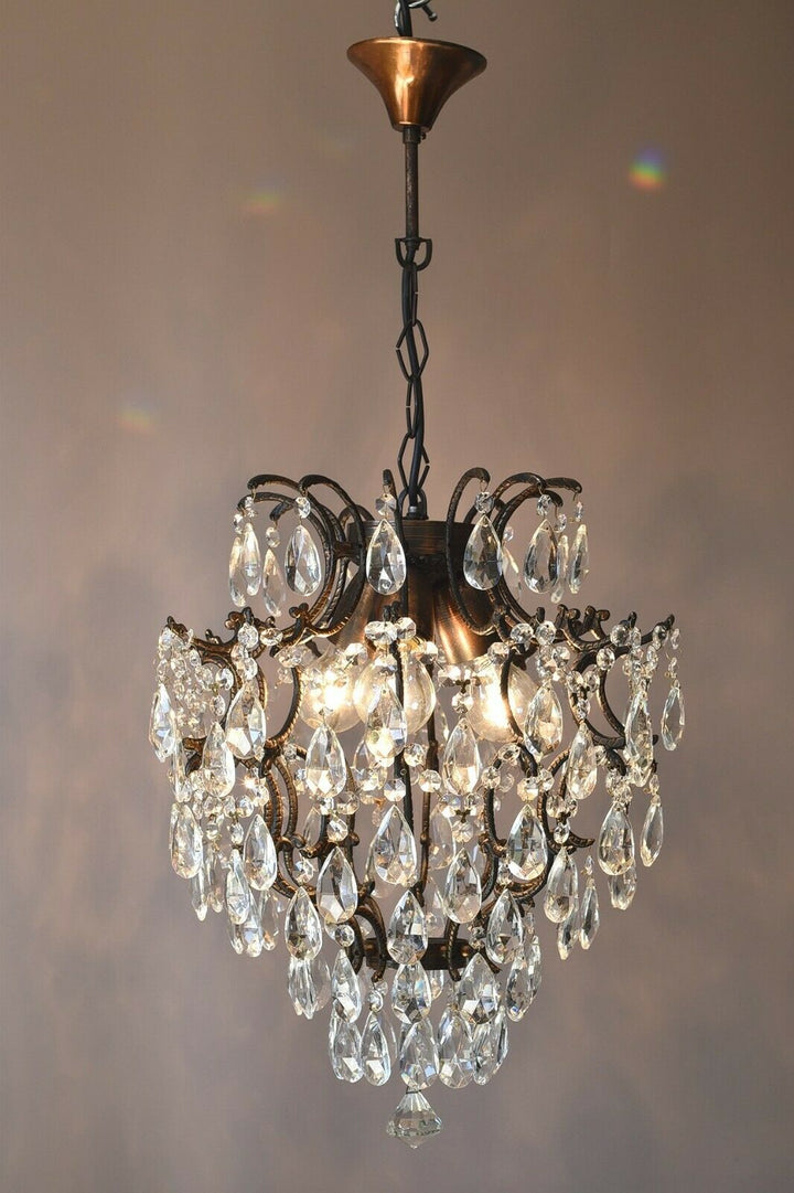 Cage Antique Style Vintage Crystal Chandelier, Bar Lighting Light Pendant Lamp