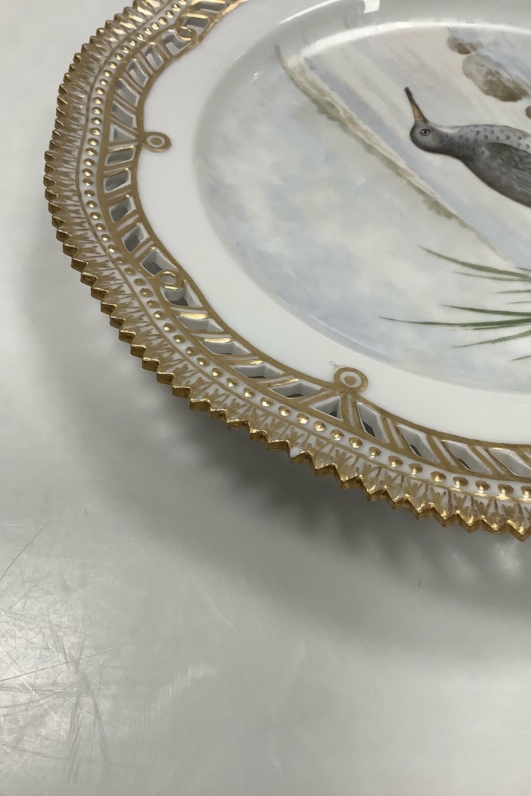 Royal Copenhagen Flora Danica Birds Lunch plate No 20/3554 with openwork edge.
