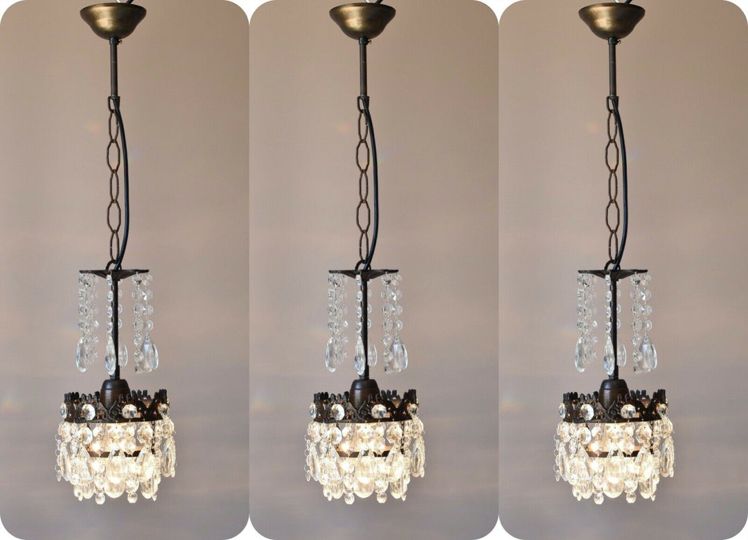 Three Matching Antique Crystal Chandeliers,Vi