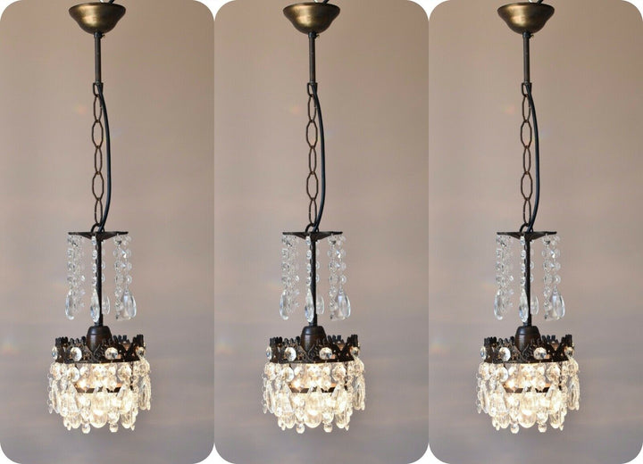 Three Matching Antique Crystal Chandeliers,Vi