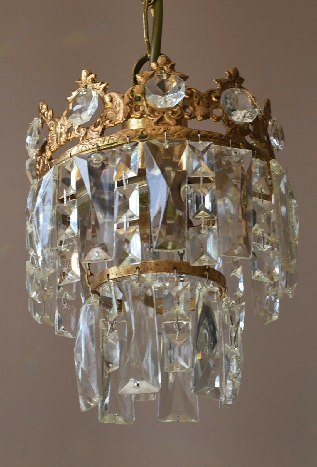 Three Matching Antique Crystal Chandeliers,Vi