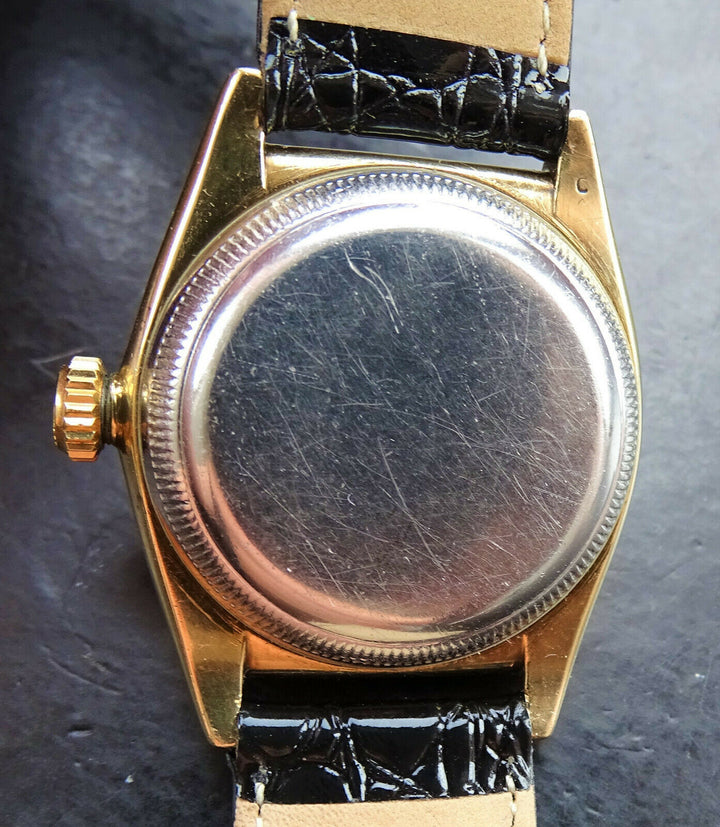 ♛ Rolex Oyster Bubble Back 3725 Gold Plague Automatic Men's Chronometer 1950