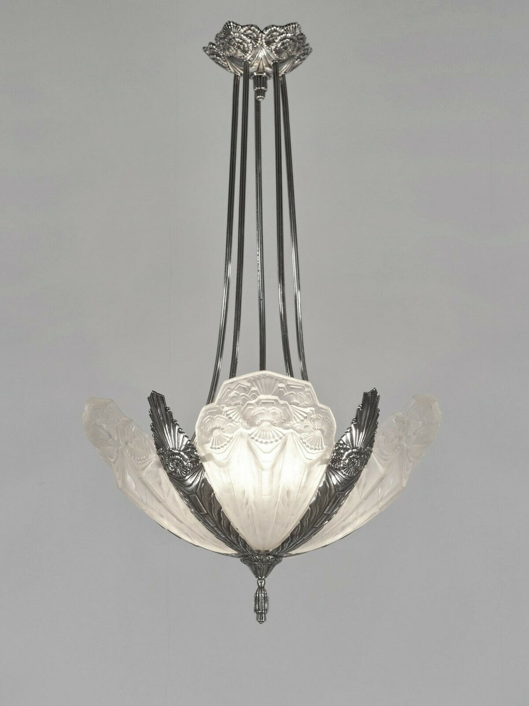 EJG : signed FRENCH ART DECO CHANDELIER ...... 1930 France muller degué era lamp
