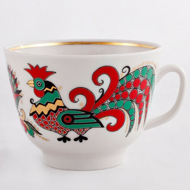 インペリアルポーセリン ティーカップ＆ソーサー  ロモノーソフ 鶏柄