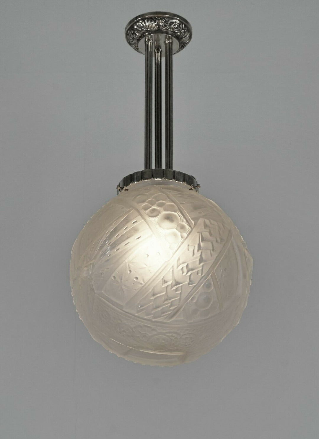 MULLER FRERES : 1930 FRENCH ART DECO PENDANT .. lamp chandelier France degué era