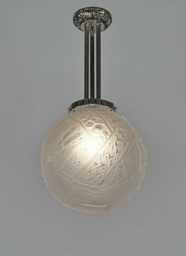 MULLER FRERES : 1930 FRENCH ART DECO PENDANT .. lamp chandelier France degué era