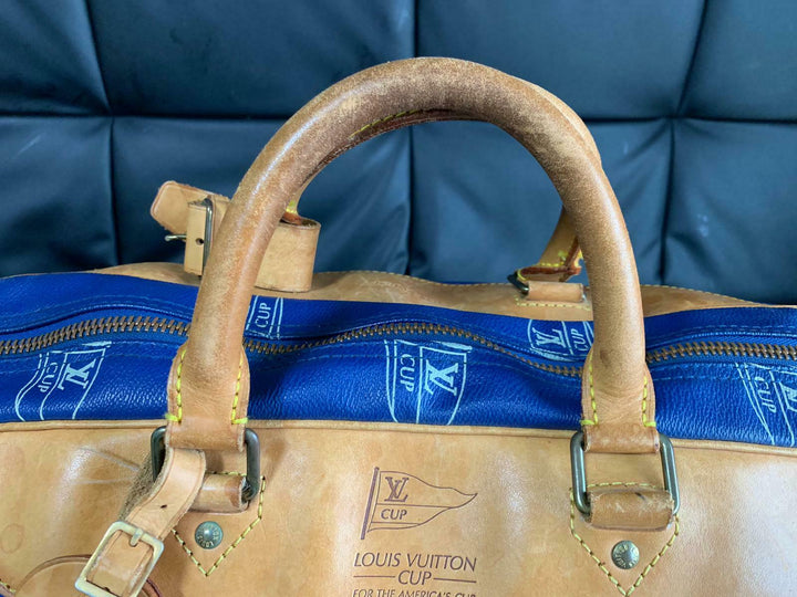 LOUIS VUITTON Sac Plein Air Long BAG CUP 1992 BLUE LEATHER VINTAGE Boston LV35