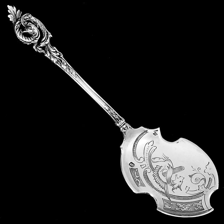 Canaux Masterpiece French Sterling Silver Dessert Set 4 Pc, Dragon, Box