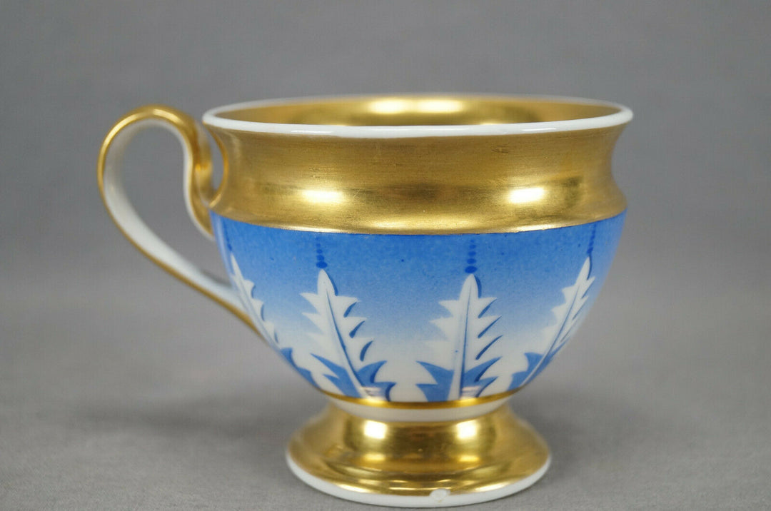 KPM Berlin Hand Painted Blue Leaves & Gold Empire Form Cup Circa 1837-1844