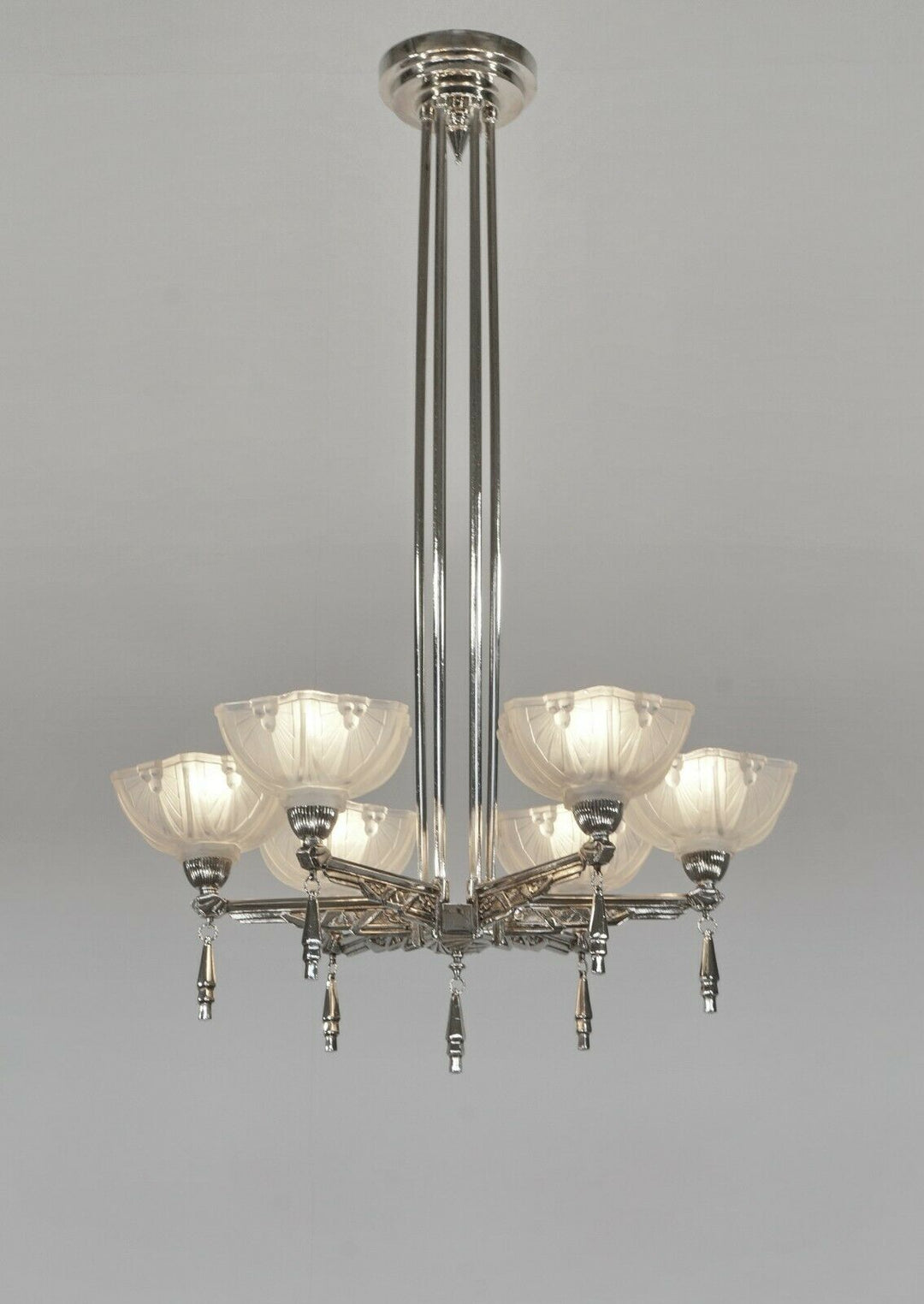 JEAN GAUTHIER (EJG) : FRENCH 1930 ART DECO CHANDELIER ... lamp muller era France