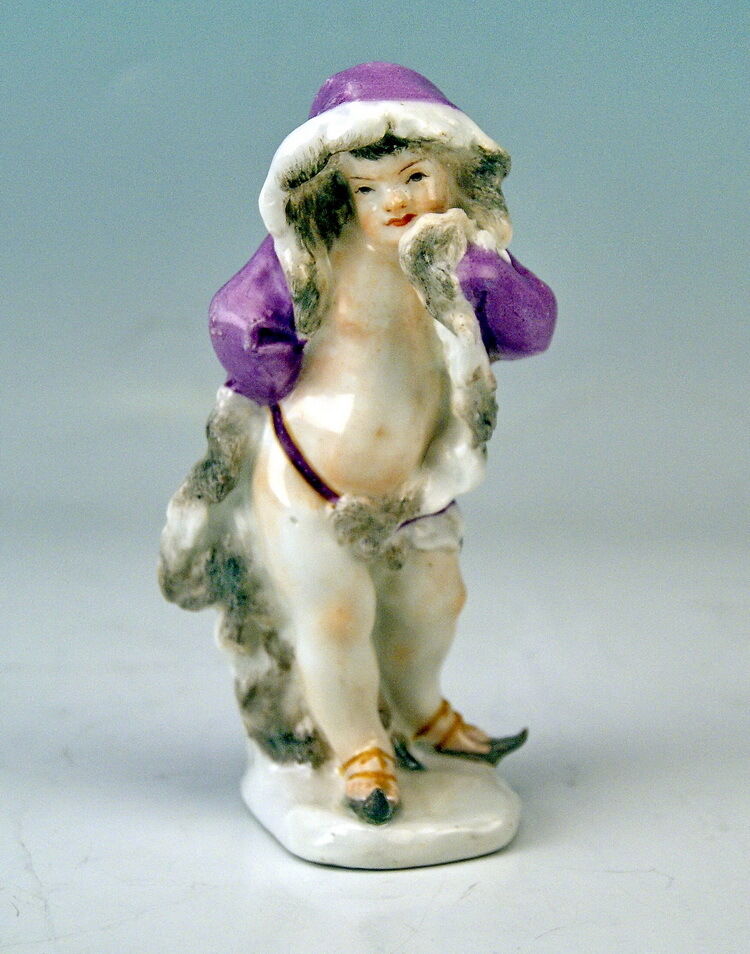MEISSEN JAHRESZEITEN FIGUR PUTTO ALS WINTER CHERUB KÄNDLER MNR: A71 UM 1760