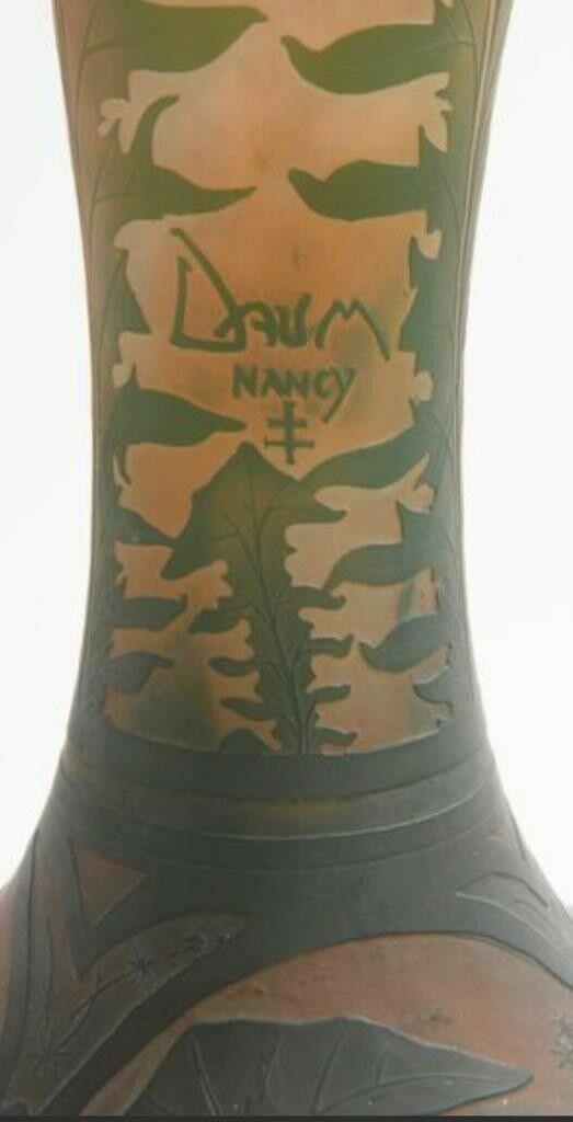 ドーム兄弟(DAUM NANCY)　コルネット型の花瓶　タンポポのサイン