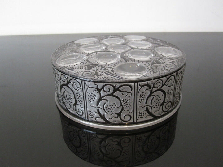René Lalique : Boite ancienne en verre émaillé Roger signée R Lalique
