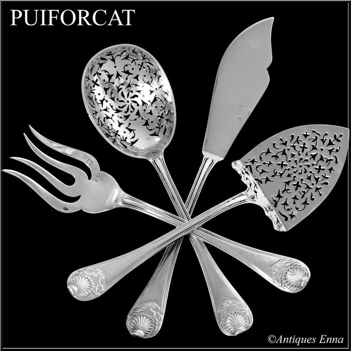 Puiforcat Rare French All Sterling Silver Dessert Hors D'oeuvre Set 4 Pc