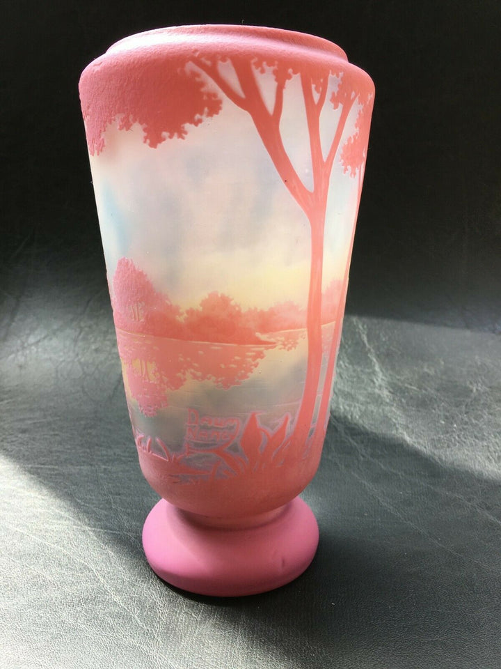 ドーム兄弟(DAUM NANCY)　水辺の風景の花瓶　1900年代　アールヌーボー作品