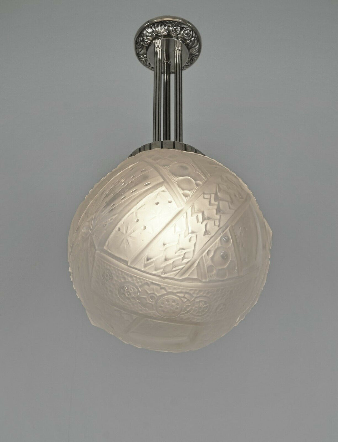 MULLER FRERES : 1930 FRENCH ART DECO PENDANT .. lamp chandelier France degué era