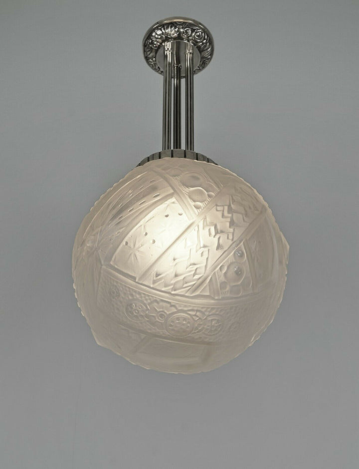 MULLER FRERES : 1930 FRENCH ART DECO PENDANT .. lamp chandelier France degué era