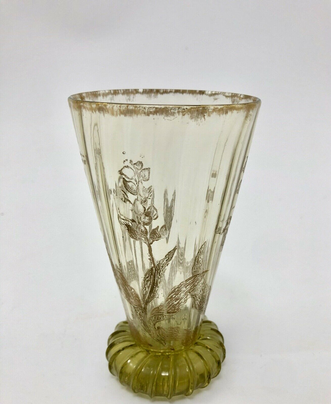 VERRE A VIN AMBRE CRISTALLERIE EMILE GALLE NANCY DECOR FLORAL ART NOUVEAU Z375