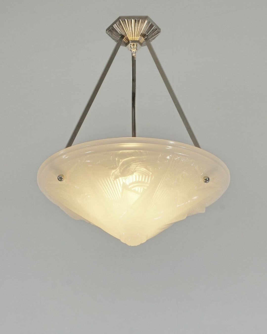 HETTIER VINCENT & HANOTS : French art deco pendant . opalescent 1930 chandelier