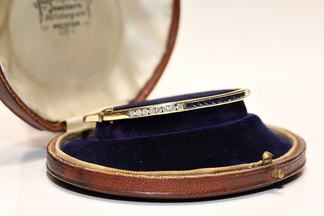 ヴィンテージ 18K ナチュラルダイヤモンドとサファイアのブレスレット