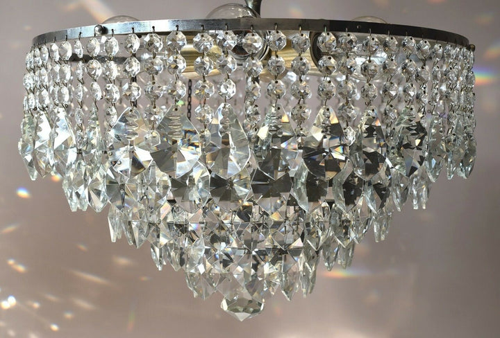 Silver Flush Crystal Crystal Chandelier, Ceiling Antique Vintage Lighting lamp