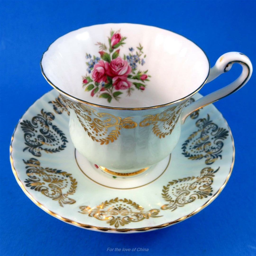 パラゴン グリーン ローズ ガーランド アンティーク カップ＆ソーサー