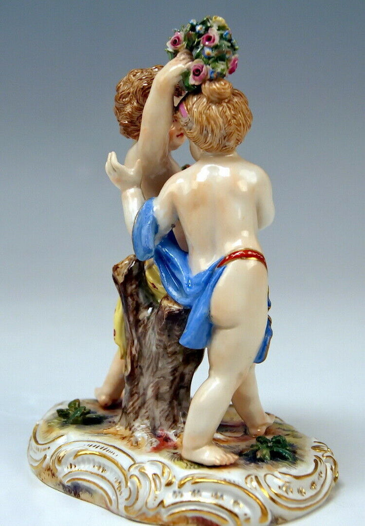 邁森 MEISSEN マイセン FIGUR 2 TANZENDE PUTTEN AMORETTEN 2 CHERUBS MNR: 2991 UM 1860