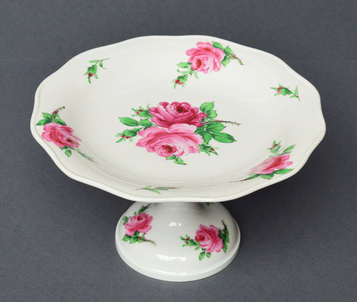 マイセン(Meissen)　脚付きコンポート　ピンクローズ　クナウフ期