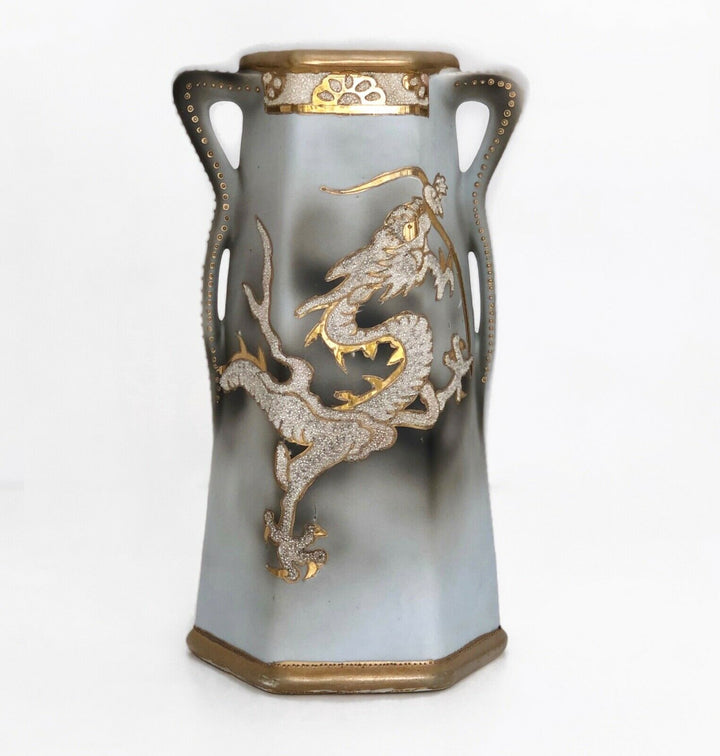 Art Nouveau Royal Nishiki Nippon Moriage Japanese Dragon Vase