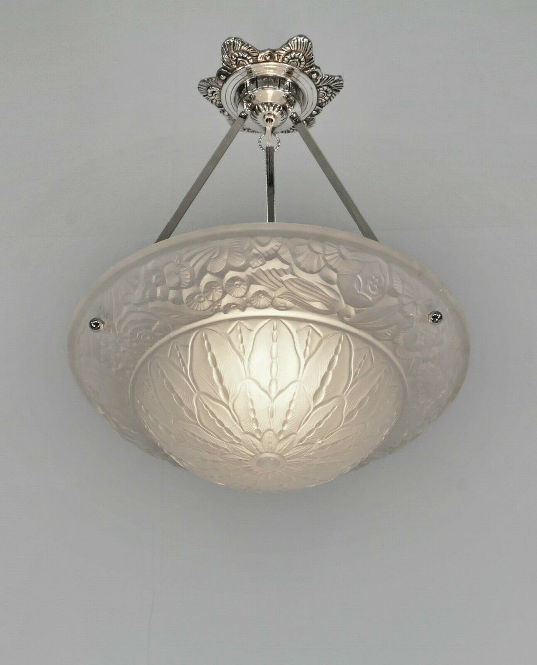 PETITOT : FRENCH 1930 ART DECO PENDANT . chandelier 1925 lamp muller era France