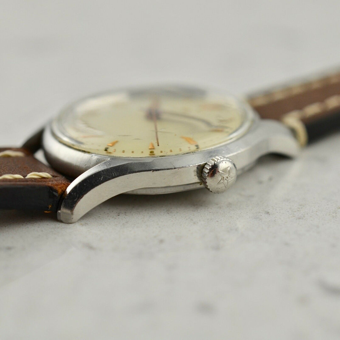 C.1955 Vintage Zenith oversize Calatrava rose gold watch cal.120 in steel