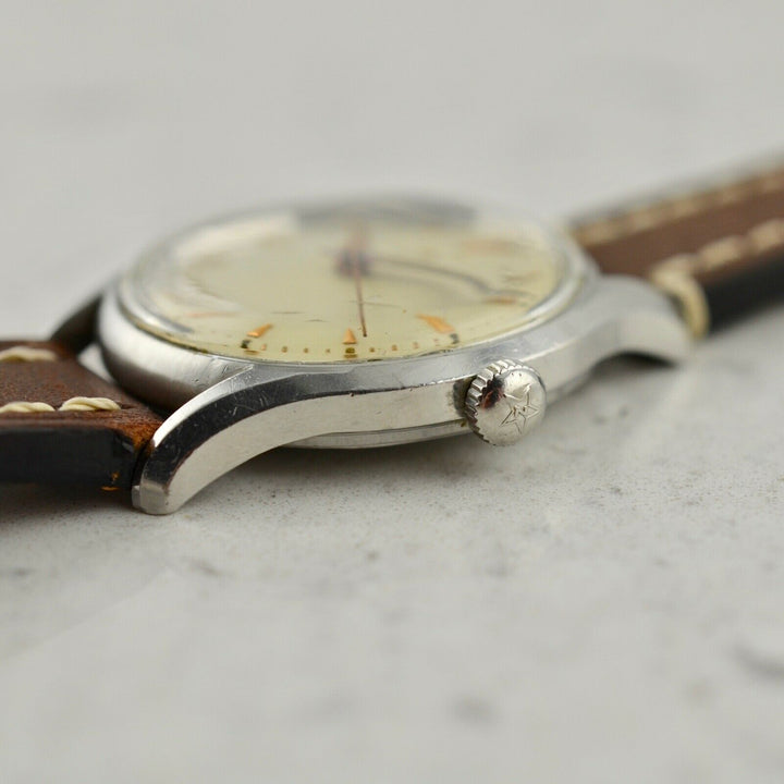 C.1955 Vintage Zenith oversize Calatrava rose gold watch cal.120 in steel