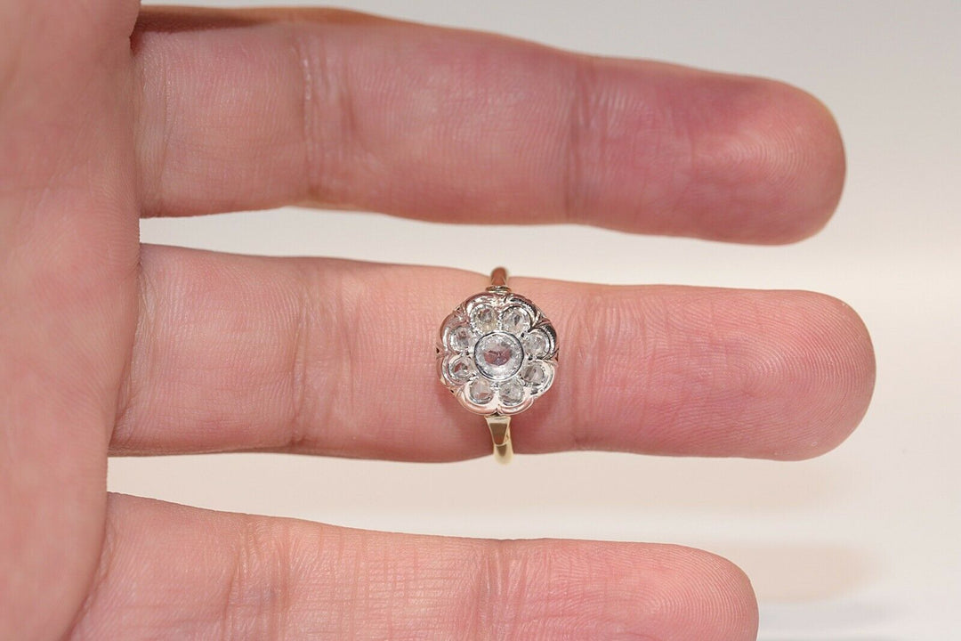 アンティーク 18K ナチュラルローズカットダイヤモンドのリング
