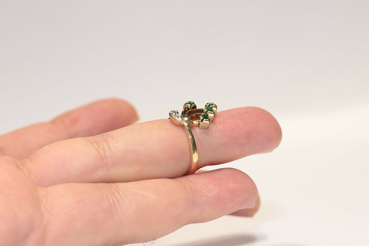 オリジナル 18K ナチュラルダイヤモンドとエメラルドのロシアンリング