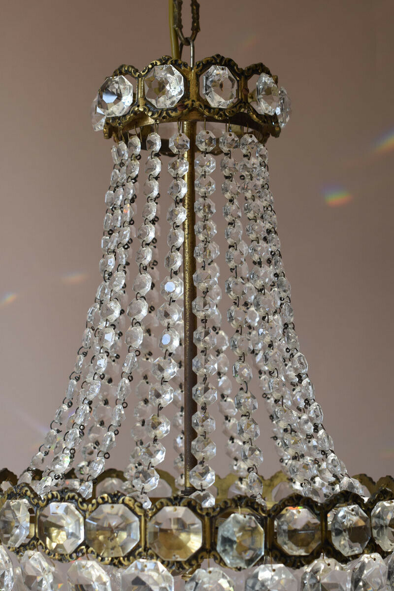 Purse Vintage Crystal Chandelier, Antique Lighting Empire Lamp Hollywood Light