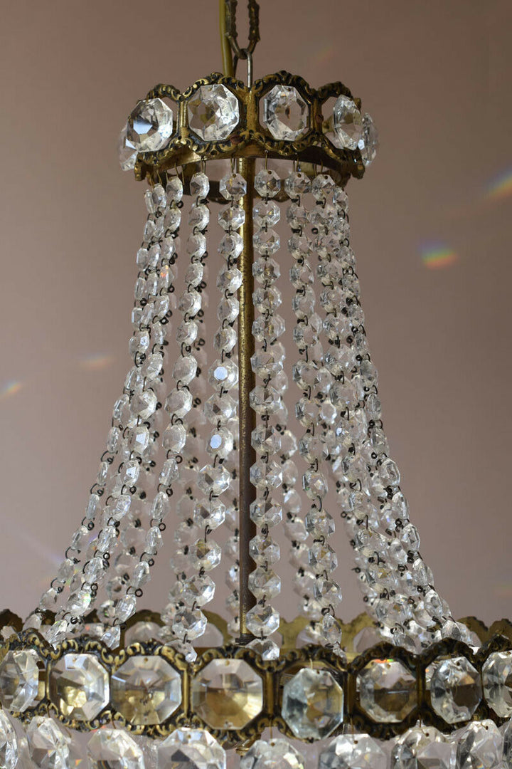 Purse Vintage Crystal Chandelier, Antique Lighting Empire Lamp Hollywood Light