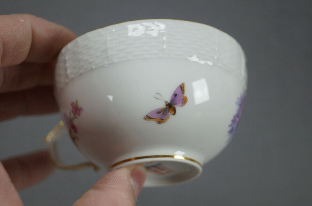 KPM Berlin Hand Painted Dresden Floral Butterfly & Gold Tea Cup & Saucer D