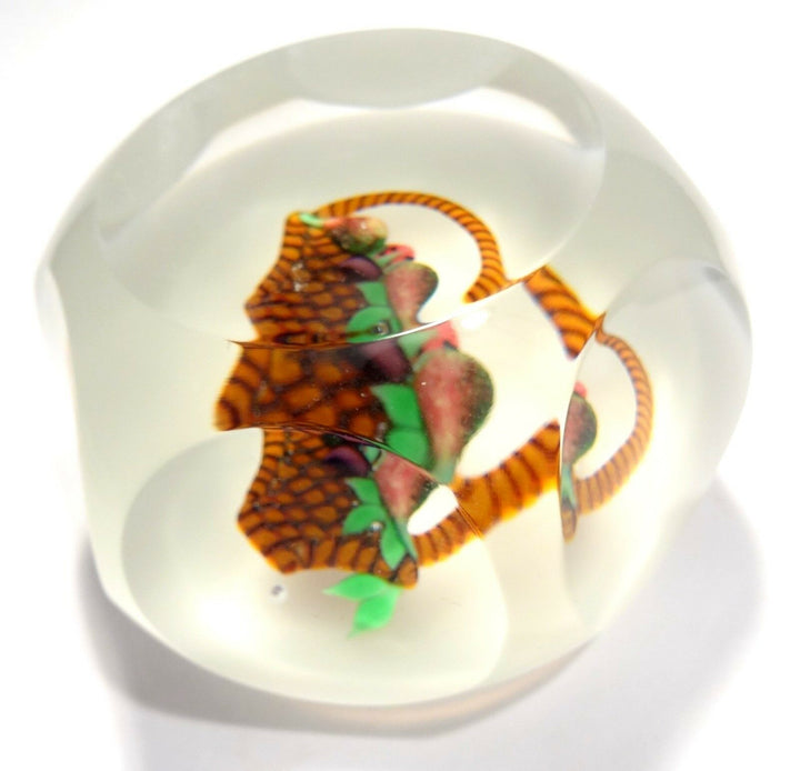 Ball Paperweight Clipboard Crystal Baccarat Sulfide Basket Fruit Numbered - COA