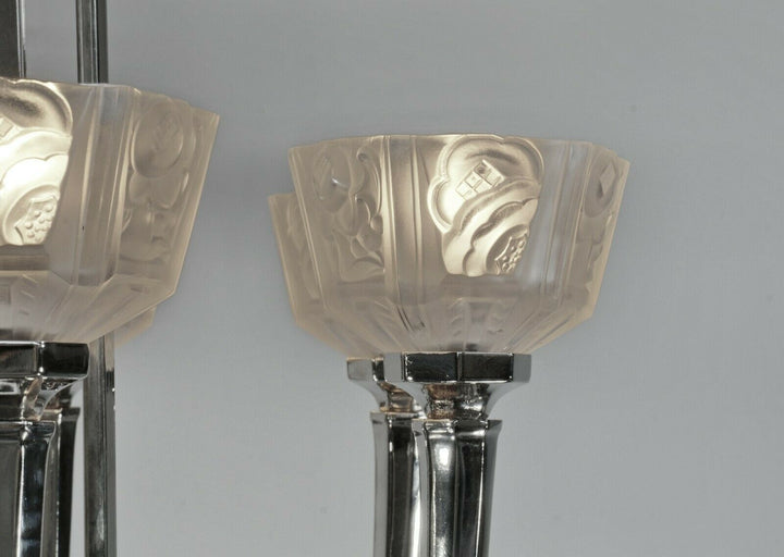 GM BORETTI : FRENCH 1930 ART DECO CHANDELIER . lamp muller degue daum era France