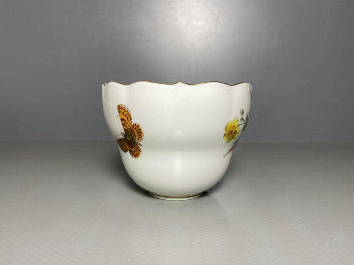 MEISSEN KAFFEE GEDECK 2-TLG TASSE UT NATURALISTISCHE BLUMENMALEREI SCHMETTERLING