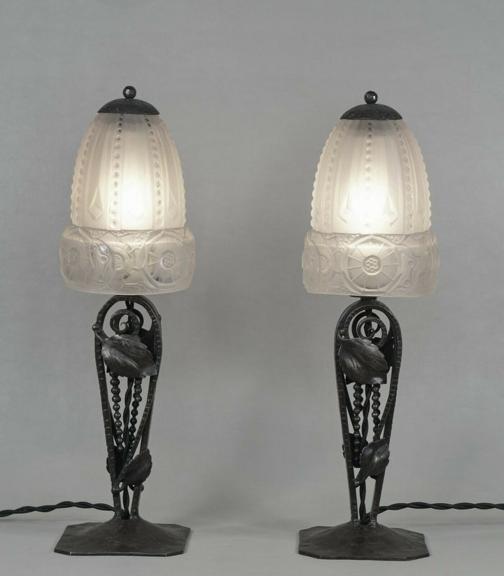 MULLER FRERES : pair FRENCH 1930 ART DECO LAMPS ..... lamp 1925 France degue era