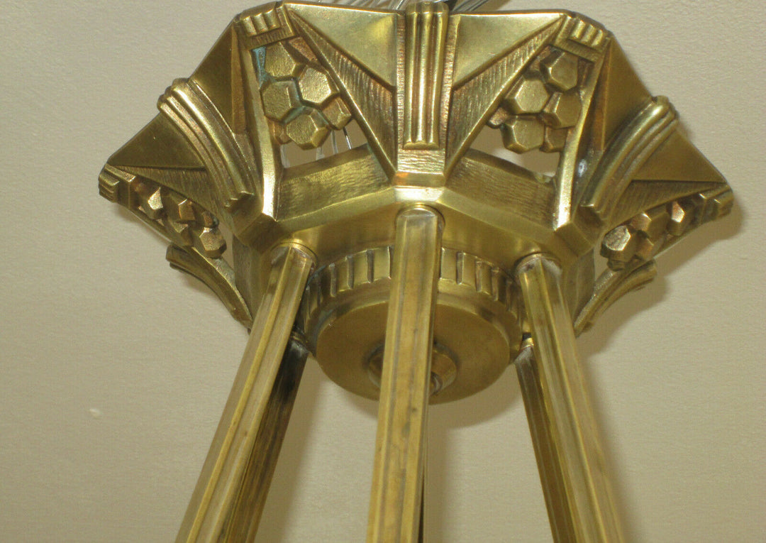 STUNNING FRENCH ART DECO CHANDELIER 1925 - BRONZE - SIGNED: P. MAYNADIER