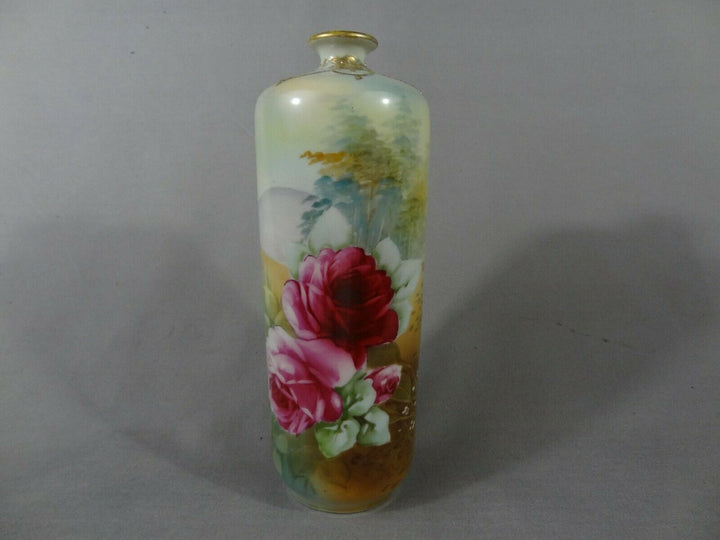 オールドノリタケ　水辺に薔薇の花瓶