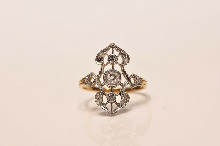 アンティーク 18K ナチュラルオールドカットダイヤモンドのヴィクトリアンリング