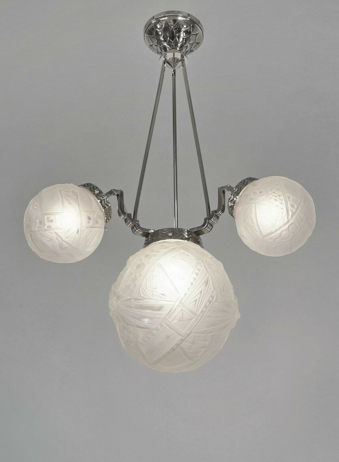 MULLER FRERES: FRENCH 1930 ART DECO CHANDELIER ........... 1925 lamp degue era