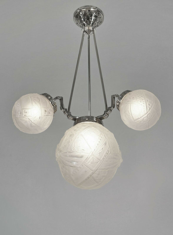 MULLER FRERES: FRENCH 1930 ART DECO CHANDELIER ........... 1925 lamp degue era